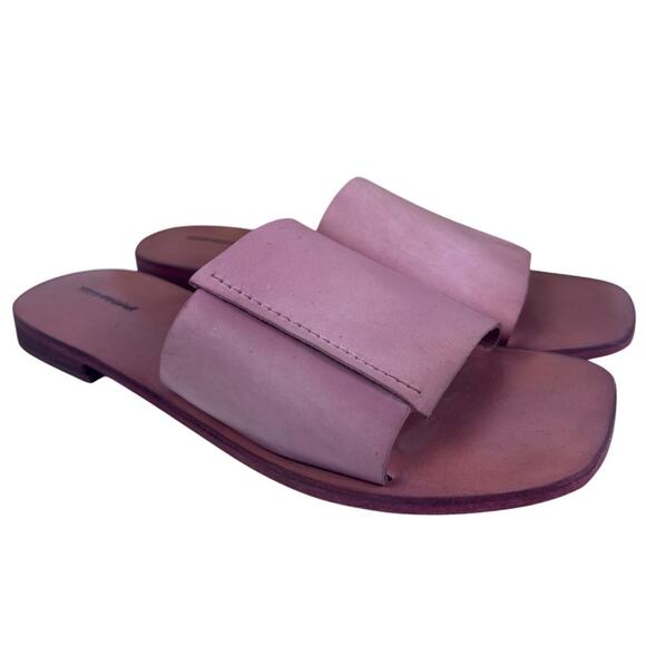 Free People Verona Slide Sandal Square Toe Leather Minimalist Watermelon Sz 39.5 - Picture 2 of 11